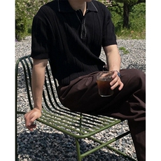 轻熟撞色线条立体设计纹理小众针织Polo冰丝短袖体恤PL97/P58，男装Polo衫，电商A243