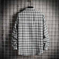 潮牌时尚男格子衬衫秋新款上市青少年时尚宽松休闲外套C60-P35，男装衬衫，电商A128