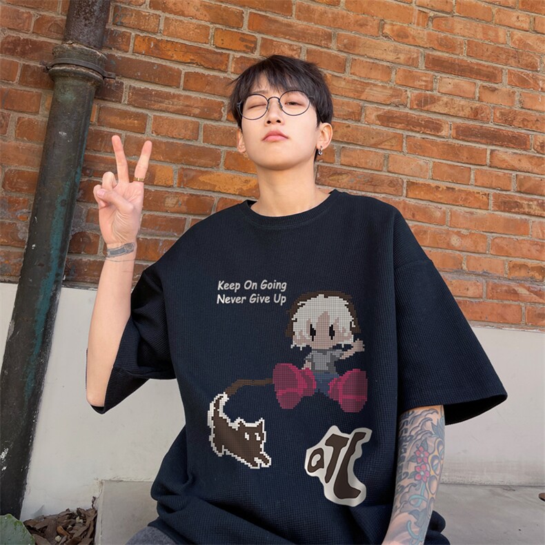 量大优！供视频！港风华夫格短袖T恤半袖男HT160-特P18,男装T恤,电商B367
