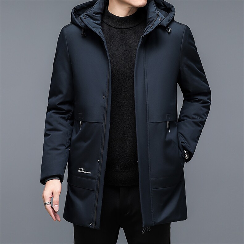 连帽羽绒服男加厚保暖上衣2023年新款冬季中年商务休闲爸爸装外套,男装羽绒服,电商B212（原钱塘6029）