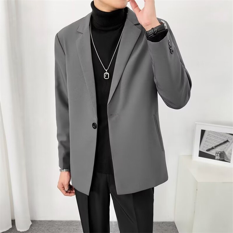 西装外套男春秋季修身宴会婚礼商务休闲西服轻熟风男士上衣服 Y73图片