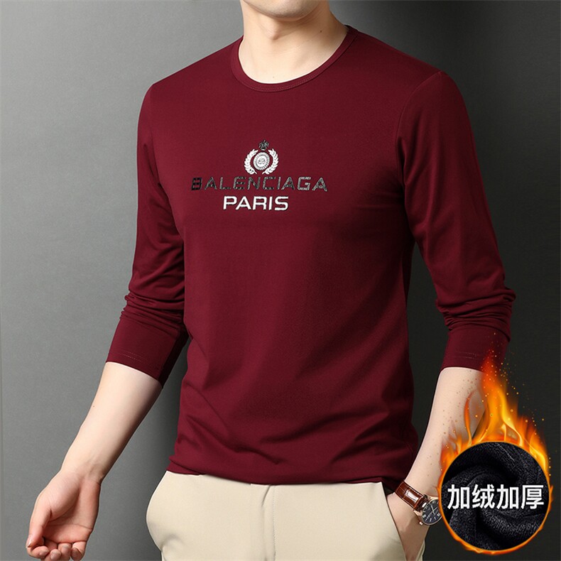G5920t恤加厚保暖打底衫长袖纯棉男士加绒宽松圆领冬季P43,男装T恤,电商B360