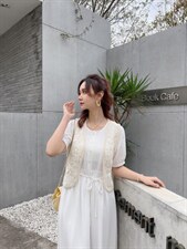 夏季新款 外搭钩花蕾丝马甲套装裙,女装马甲,知否