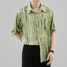 夏季男士七分袖扎染衬衫男休闲宽松衬衣A236-0853-特P35，男装衬衫，电商A236
