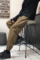 港风简约百搭休闲裤男韩版束脚日系工装裤男/，男装休闲裤，电商D202
