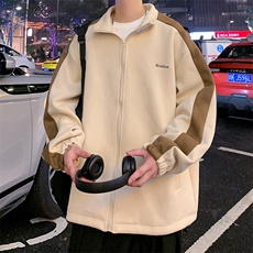 JK8113/P75秋装中性风拼色风衣夹克男女宽松麂皮绒休闲运动外套，男装夹克，电商A141