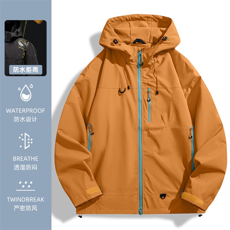 秋季新款连帽冲锋衣外套男宽松休闲百搭夹克上衣F7870-特价P45图片