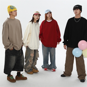 抖音得物 高品质二开 支持退换 25秋冬全棉宽松圆领纯色卫衣HM07图片