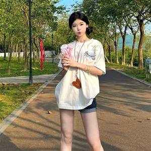 万针全刺绣解构设计260克重磅双纱纯棉高品质美式高街短袖T恤特35图片