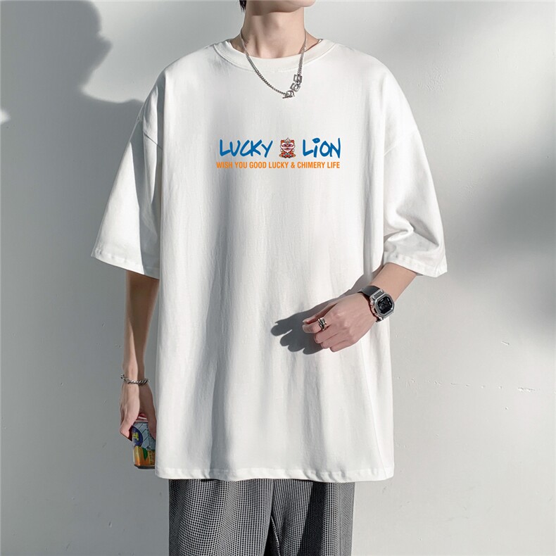 230克重磅质感纯棉抖音港风男落肩短袖T恤T2022P30控48，男装T恤，星座225-5