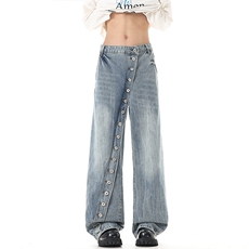 春节新款排扣设计宽松牛仔裤xz906-1-K1305特价P55控108，男装牛仔裤，星座906-1（原电商a316-2）