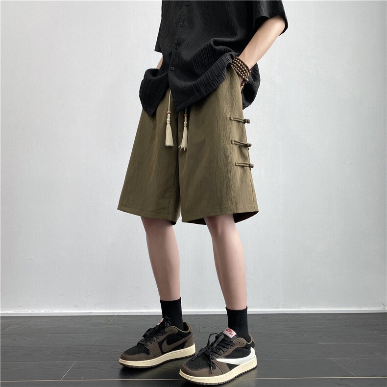 抖音品质夏季新款新中式排扣设计宽松短裤B315-K24070-特p25控48图片