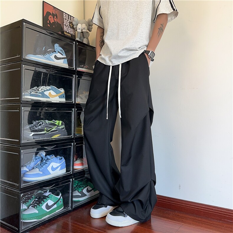抖音品质春季新款潮流褶皱宽松百搭西裤B315-K25721-特p30控58,男装休闲裤,电商B315