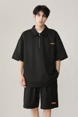 夏季运动篮球套装Polo衫五分裤男设计感凉感冰丝两件套TZ056-P65，男装休闲套装，电商A082