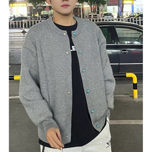 绿松石棒球服外套男春秋季2025简约针织开衫毛衣夹克男上衣MY289图片