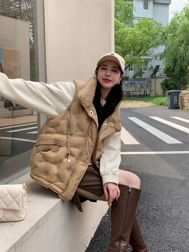 羽绒马甲女2022秋冬新款加厚保暖连帽马夹外穿坎肩，女装马甲，川哲