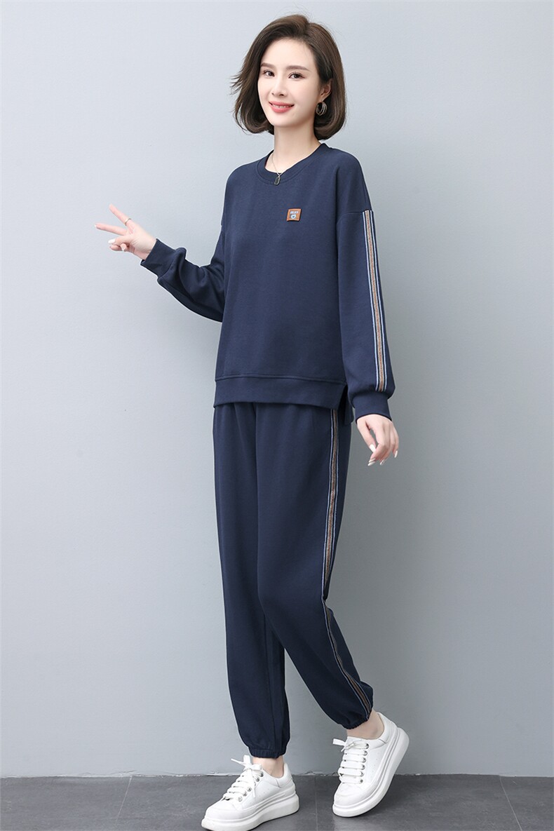 运动卫衣套装女2025春装新款时尚休闲大码中年妈妈宽松洋气两件套,女装套装/套裙,涵誉