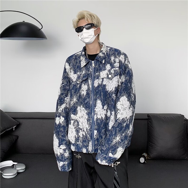 闲男秋季宽松机车美式夹克街头立领飞行员外套潮,男装夹克,星座716-4