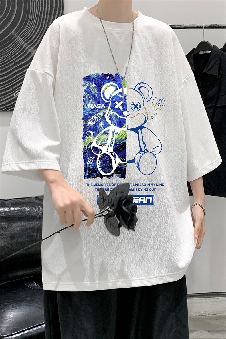 春夏季七分袖t恤男大码五分袖男短袖中袖Q11290-P30,男装T恤,电商A040