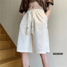 夏季新款港风纯色冰丝裤潮流宽松休闲短裤B315-K23229-p35控48，男装休闲裤，电商B315