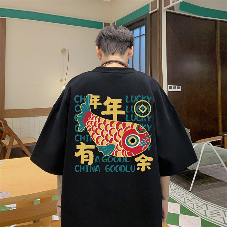 潮新中式短袖T抖音直播重磅280克TB4386批30纯棉220克T4386P25,男装T恤,电商C408(原B339-1)