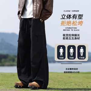 美式酷飒风工装裤新款宽松直筒阔腿潮牌裤子简约K02539-P65图片