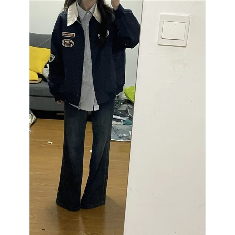 2025春季美式复古翻领外套男女新潮牌设计感宽松情侣休闲夹克上衣,男装夹克,星座506A