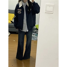 2025春季美式复古翻领外套男女新潮牌设计感宽松情侣休闲夹克上衣，男装夹克，星座506A