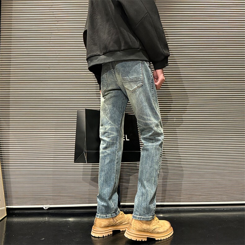 潮牌高街牛仔裤修身小脚闪电纹长裤610A-1-K3703-P65,男装牛仔裤,星座610A-1
