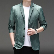 2023春夏新款男装中年男士商务休闲西服外套薄款防晒服便西免烫，男装西服，电商B212（原钱塘6029）
