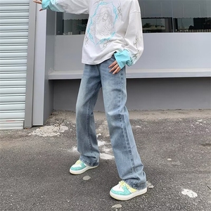 修身显瘦黑色牛仔裤男生春秋基础款美式高街vibe裤子直筒微喇长裤图片