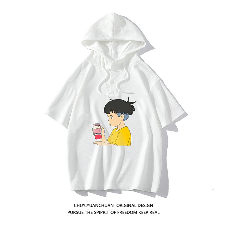 连帽短袖t恤男大码胖子带帽五分袖中袖  白底 LD54200-P45图片