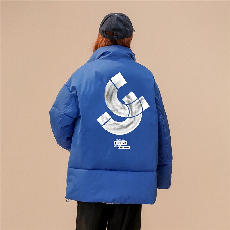 中性22冬季新款设计感印花立领棉服TPMY55P65控99特批无差价,男装棉衣,A247A