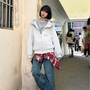 抖音得物高品质 25秋冬美式高街宽松结构防风高领连帽卫衣外套W60图片