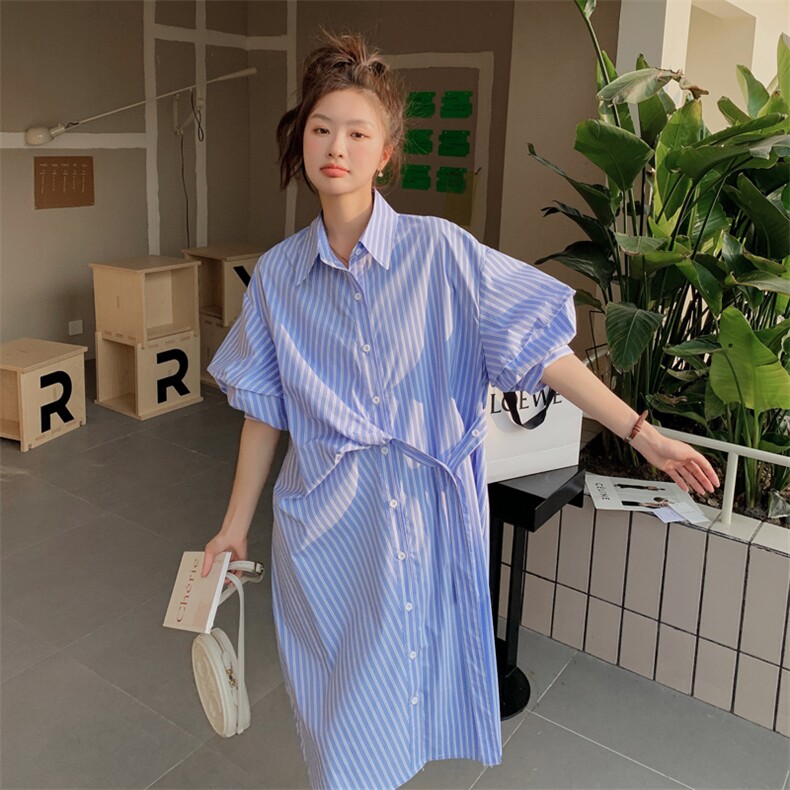 主推现货款宽松条纹连衣裙212A-603-P105-控155,女装连衣裙,浙宝212A