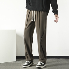 垂感解构休闲小西裤男士春秋薄款ins高级感痞帅宽松直筒阔腿长裤，男装西裤，星座601-1