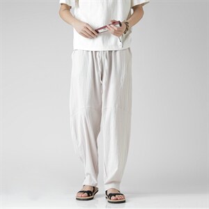 2026夏季风棉麻休闲裤 汉服 宽松 A057-K381-P45（第二套图），男装民族服装，电商A057B