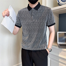店主风社会小伙男士烫砖翻领POLO衫男潮流T恤301A-1/PL111/P53，男装T恤，星座301A-1
