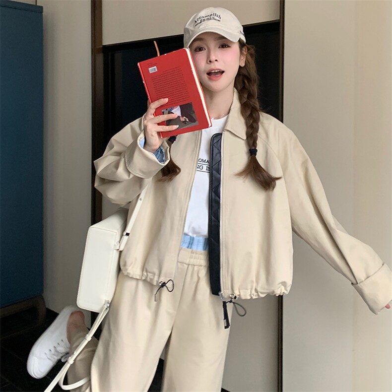 韩版小众设计2025春装ootd穿搭减龄休闲棒球服夹克外套长裤图片