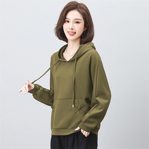 休闲运动女2024年秋季新款时尚洋气减龄连帽妈妈装卫衣图片
