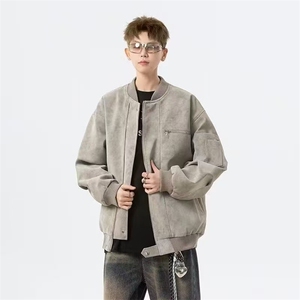 美式复古重磅水洗帆布哈灵顿外套男春秋立领设计感休闲夹克图片