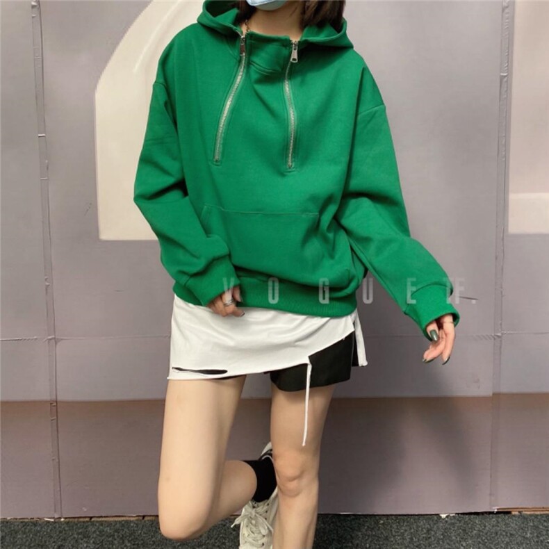 拉链韩版卫衣，女装卫衣/绒衫，简单小珍