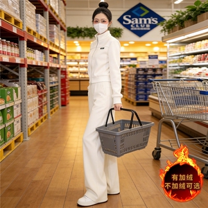 时尚套装女秋冬款洋气减龄宽松显瘦拉链开衫外套阔腿休闲裤两件套图片