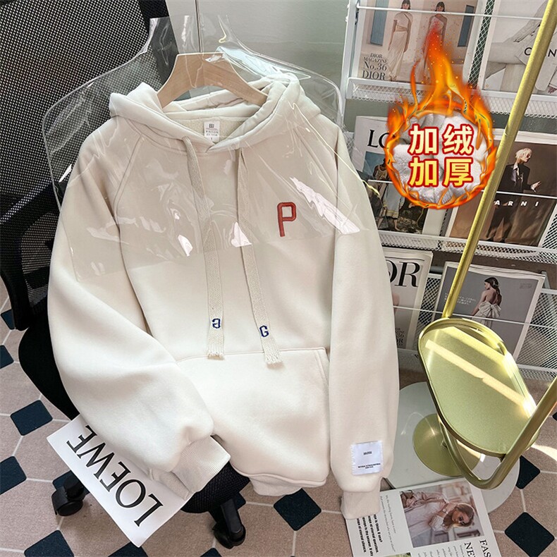 EE134-P75 华棉复合羊驼绒加绒加厚420克卫衣秋冬潮保暖上衣大码图片