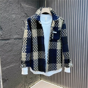 小香风外套男高级感格子夹克休闲翻领上衣春秋季衣服HH1022 P58图片