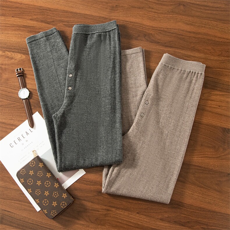 秋冬季新款舒适时尚百搭男士羊绒打底裤男装，男装休闲裤，江帆羊绒