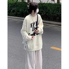 马海毛字母圆领毛衣男女慵懒风潮情侣装针织衫外套MY9167，男装针织衫/毛衣，星座1116A（原606A-3）