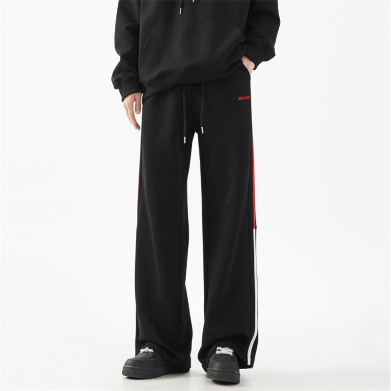 抖音品质秋季新款条纹设计宽松休闲卫裤B315-K24282-特p40控78,男装休闲裤,电商B315