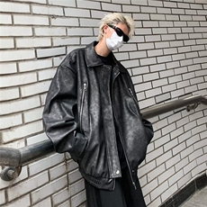 美式潮牌重磅棕色机车外套复古oversize设计感小众男夹克J8226，男装夹克，星座1116A-1（原606A）