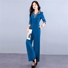 现货连体裤女秋新款时尚气质减龄女职业装阔腿连衣裤，女装连体裤，韩美纤衣